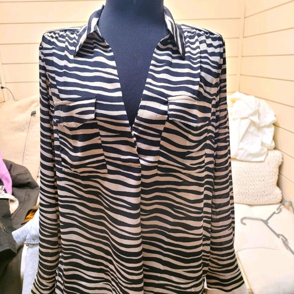 Ann Taylor Zebra Print Camp Shirt